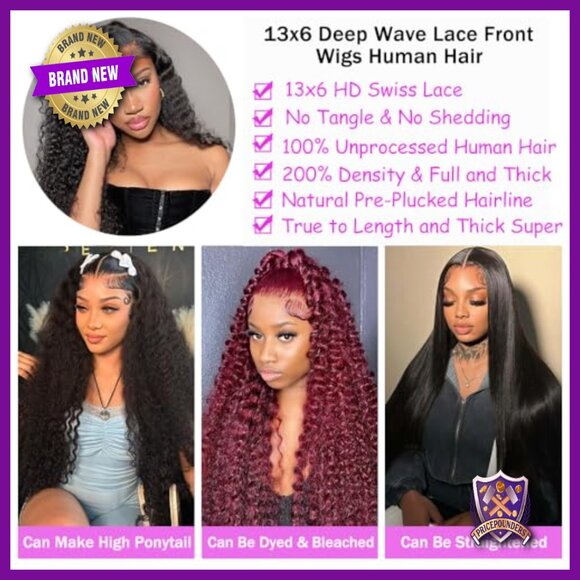 32 Inch Deep Wave HD Lace Front Wig Human Hair Glueless Pre Plucked main image 6